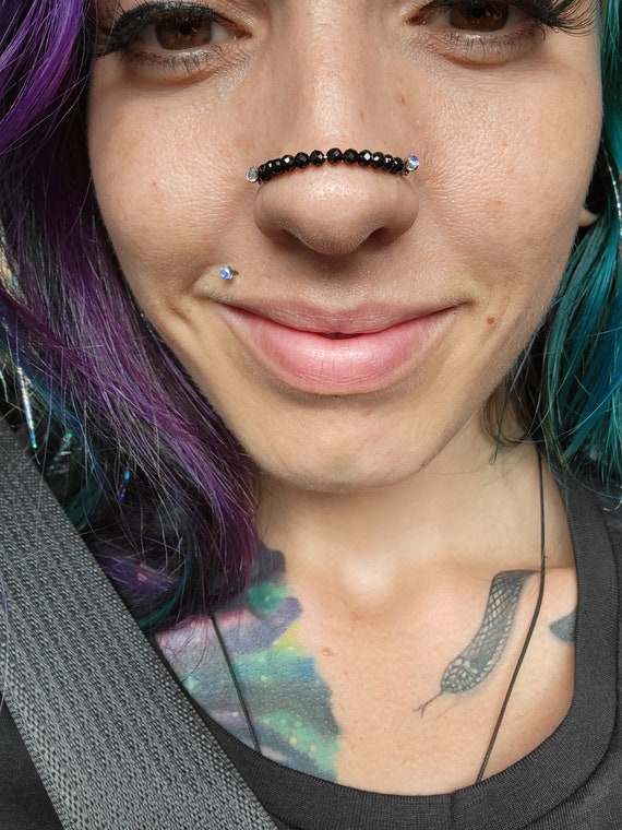 Black Spinel 3mm Nose Chain Etsy