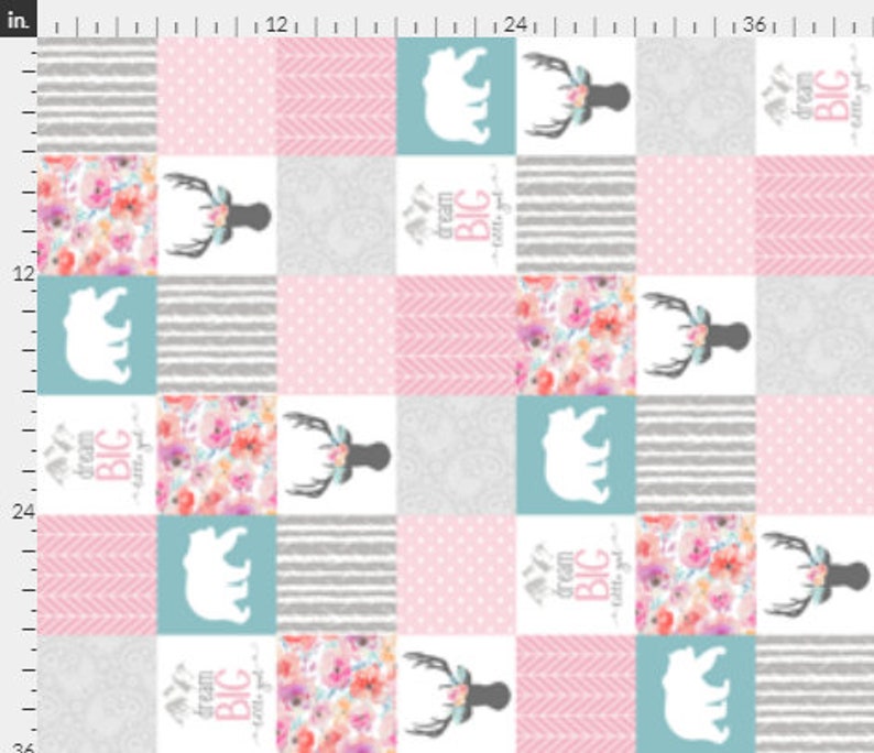 Designer Minky Fabric ROTATED Dream Big Little Girl 7.8 oz- Fabric by the Yard Wholecloth Cheater Quilt Fabric