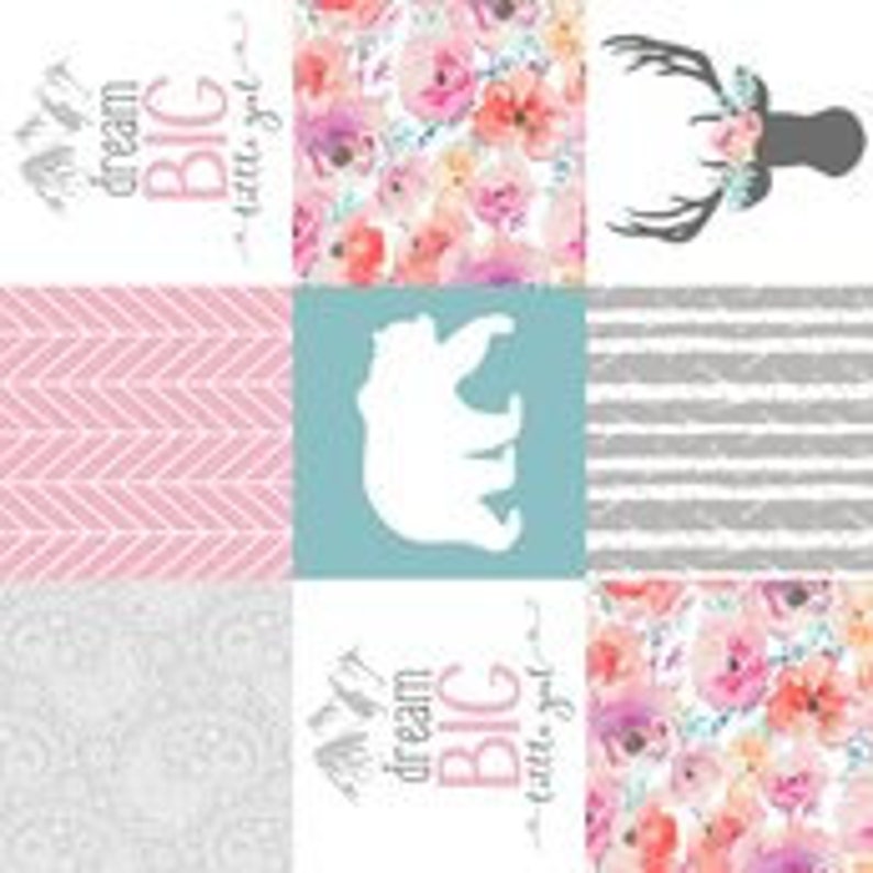 Designer Minky Fabric ROTATED Dream Big Little Girl 7.8 oz- Fabric by the Yard Wholecloth Cheater Quilt Fabric