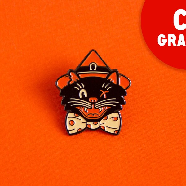 Halloween Cat Witch Enamel Pin (C Grade)