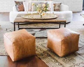 Leather Ottoman Etsy