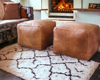 70% OFF,Set of 2 Moroccan pouf, ottoman pouf ,leather pouf,handmade pouf footstool