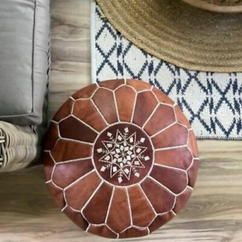 Moroccan leather Pouf ottoman handmade pouf footstool Pouf Etsy