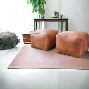 70% OFF, Set of 2 Square ottoman pouf ,leather pouf,  handmade pouf footstool