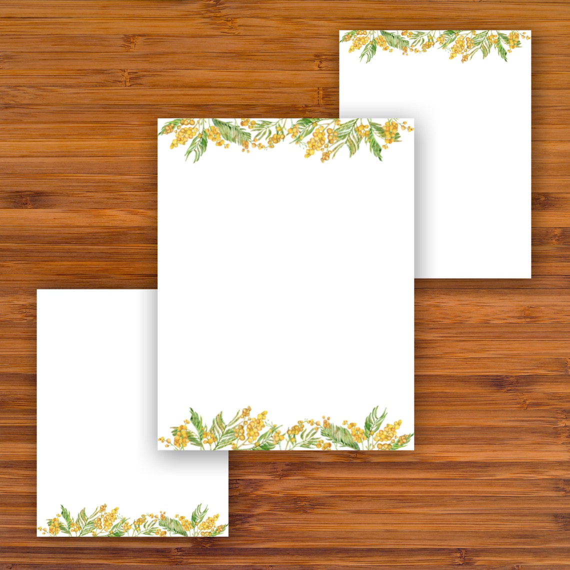 Printable Unlined Stationery Bundle: Sunshine Yellow Flowers | Etsy