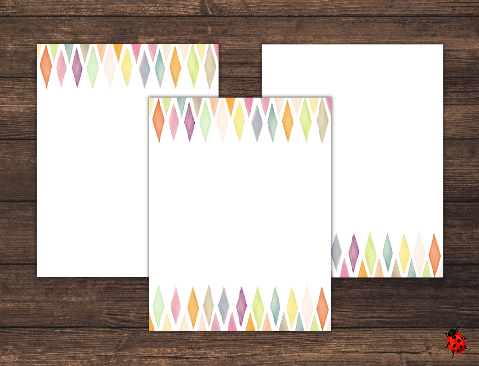 Printable Stationery Pastel Watercolor Diamonds A4 8.5x11 Etsy
