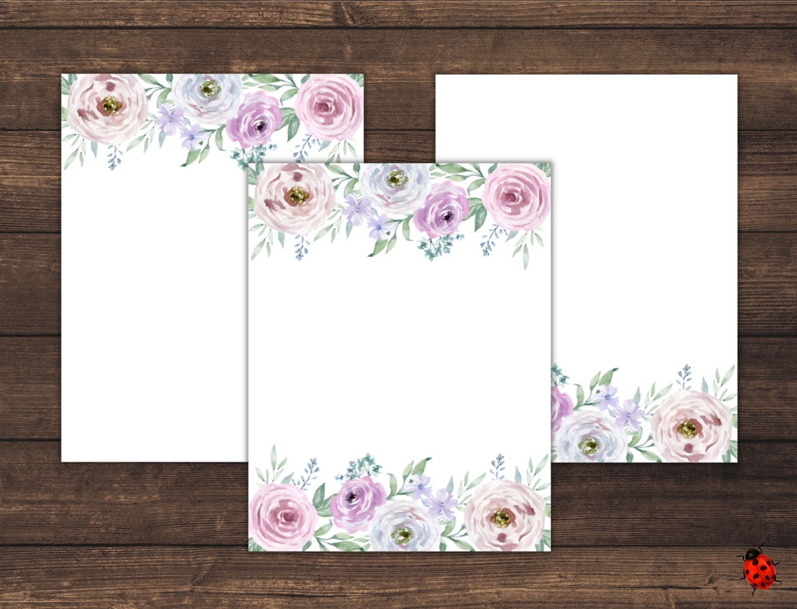 Printable Stationery Pastel Watercolor Floral A4 8.5x11 Etsy