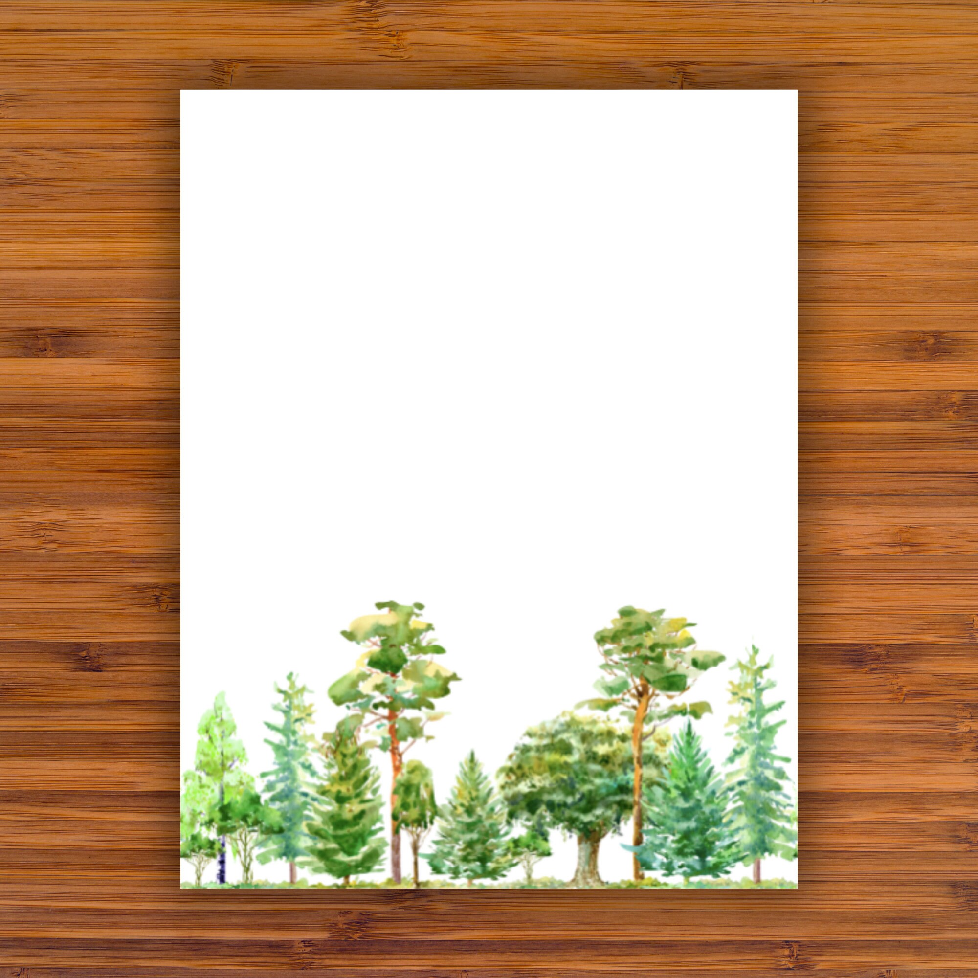 Printable Stationery: Watercolor Trees Landscape A4 8.5x11 | Etsy