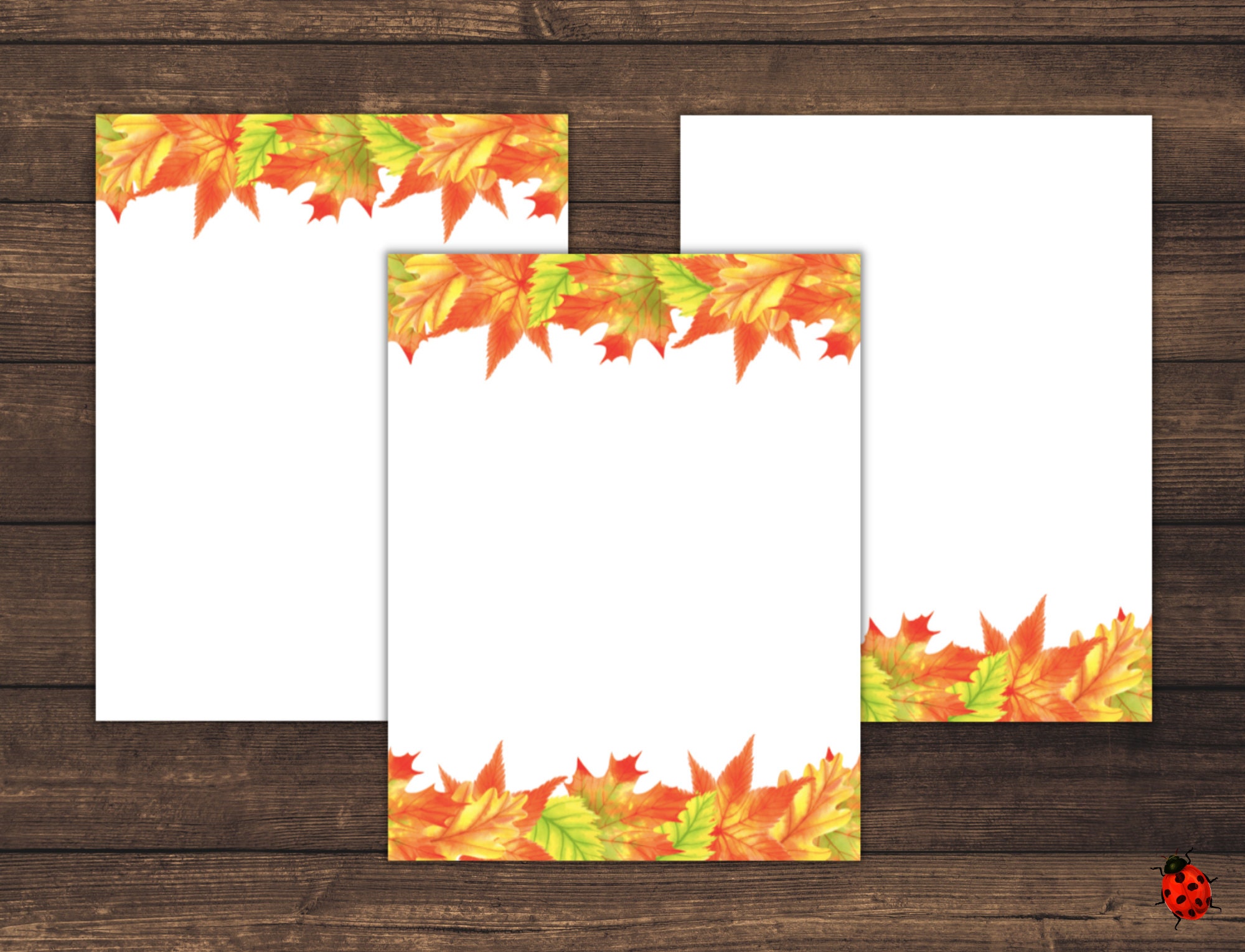 Printable Stationery: Orange Autumn Leaves A4 8.5x11 | Etsy