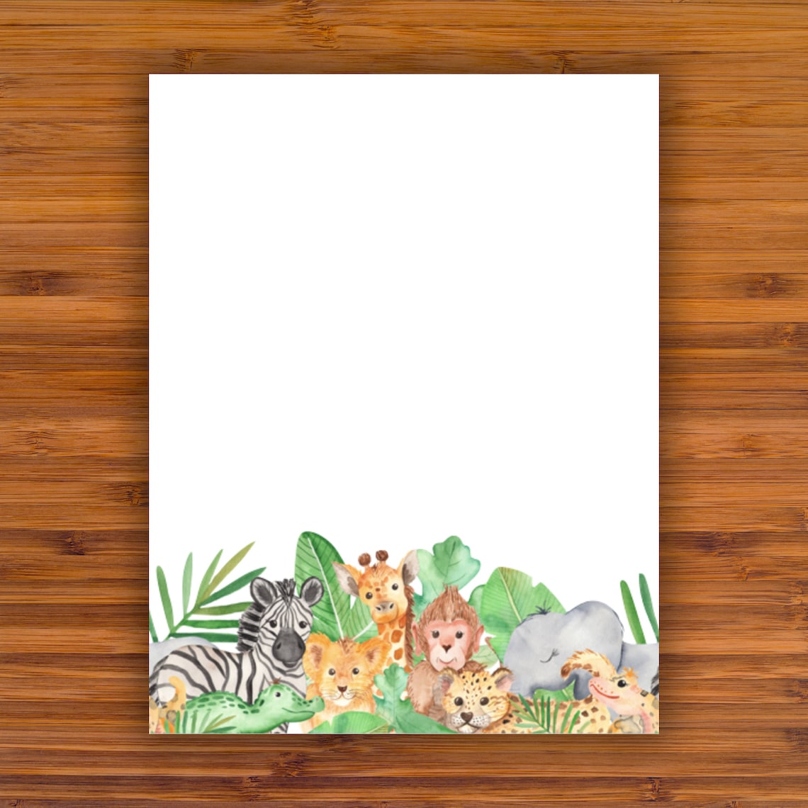 Printable Stationery: Jungle Animals A4 8.5x11 Instant | Etsy