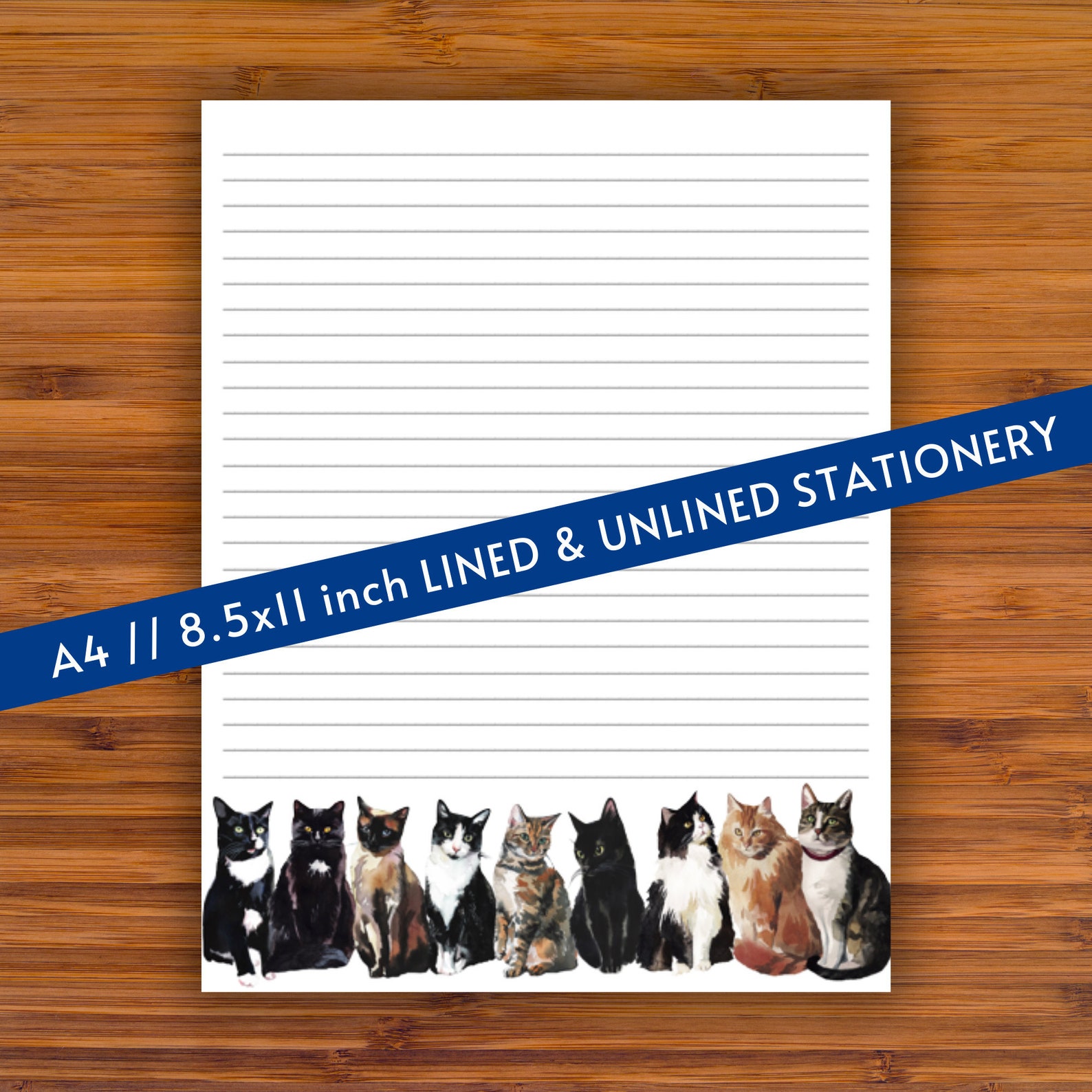 Printable Stationery: Cute Cats A4 8.5x11 Instant | Etsy