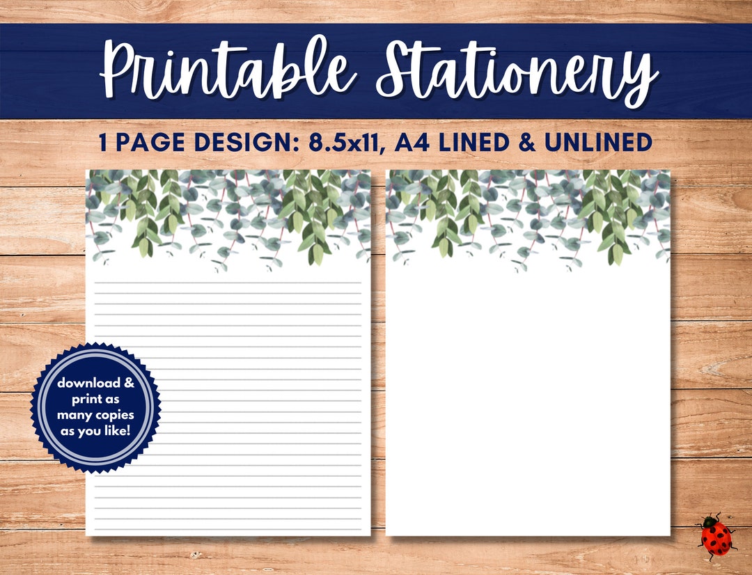 Printable Stationery: Hanging Vines 8.5x11 A4 Instant - Etsy