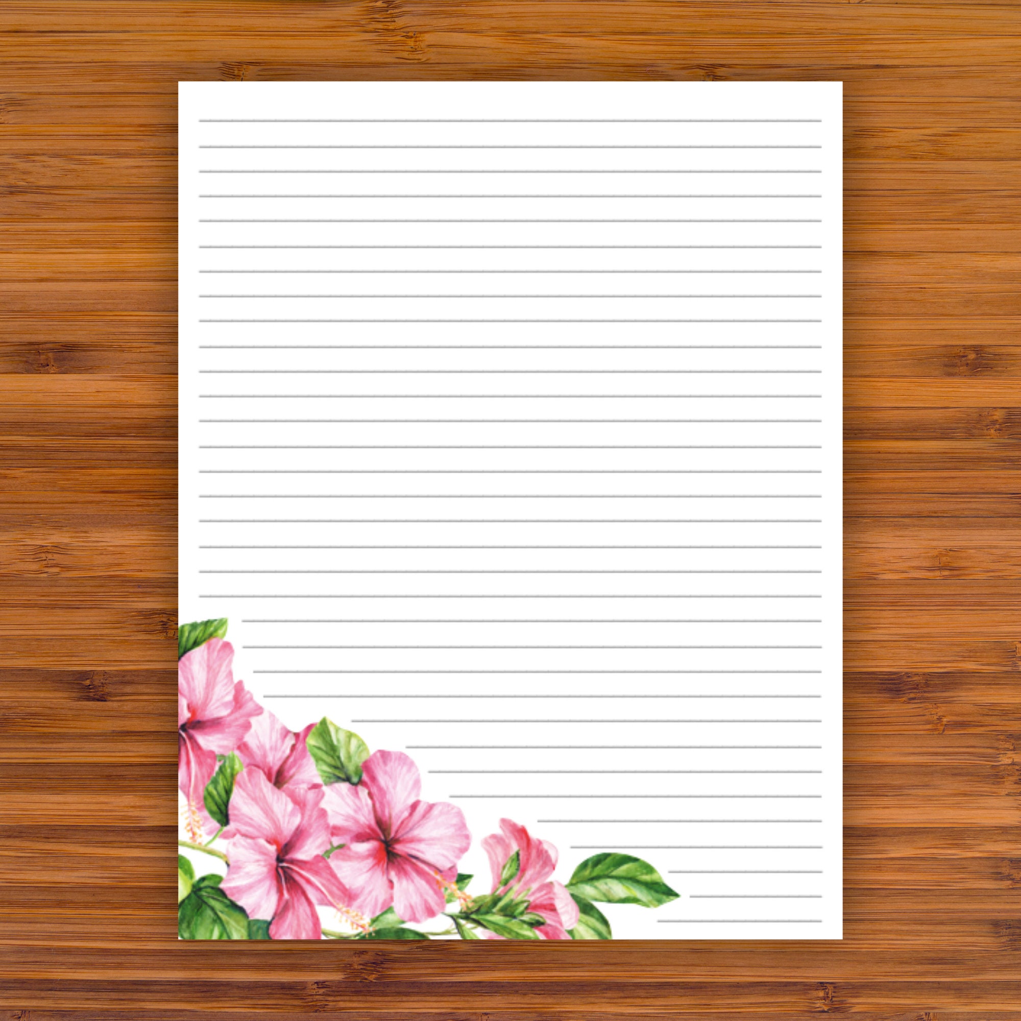 Printable Stationery: Pink Hawaiian Flowers A4 8.5x11 | Etsy