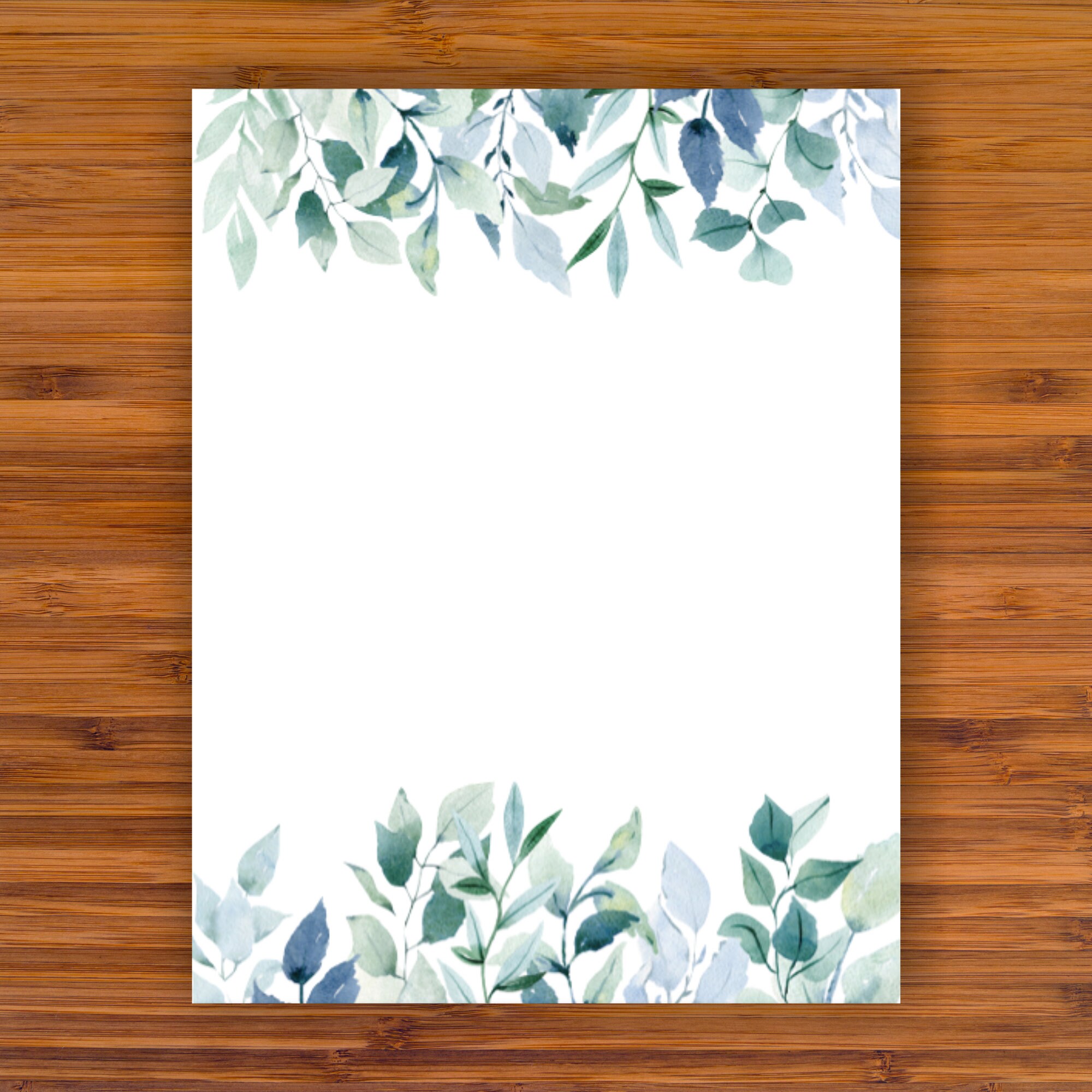 Printable Unlined Stationery GreyTone Greenery A4 8.5x11 Etsy