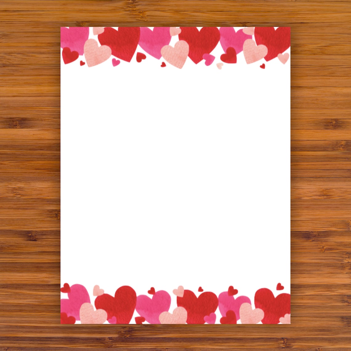 Printable Stationery Valentine Hearts A4 85x11 Instant Etsy