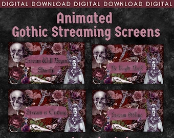 Pantallas de transmisión animadas de Vampire Gothic, Transmisión que comienza pronto, Transmisión que termina pronto, BRB, Superposición de Twitch, Paquete de transmisión, Steampunk