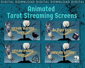 Pantallas de transmisión animadas temáticas de Tarot, Transmisión que comienza pronto, Transmisión que termina pronto, BRB, Superposición de Twitch, Paquete de transmisión, Steampunk