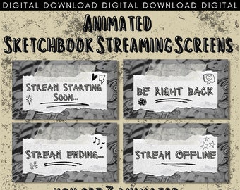 Pantallas de transmisión animadas temáticas de Sketchbook, Transmisión que comienza pronto, Transmisión que termina pronto, BRB, Superposición de Twitch, Paquete de transmisión, Steampunk