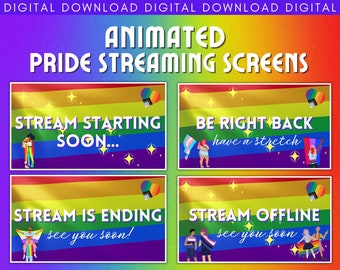 Pride Flag Rainbow Pantallas de transmisión animadas, Transmisión que comienza pronto, Transmisión que termina pronto, BRB, Superposición de Twitch, Paquete de transmisión, Steampunk
