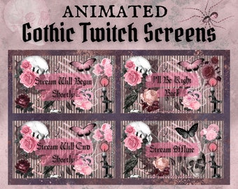 Pantallas de transmisión animadas de Gothic Parlor, Transmisión que comienza pronto, Transmisión que termina pronto, BRB, Superposición de Twitch, Paquete de transmisión, Steampunk