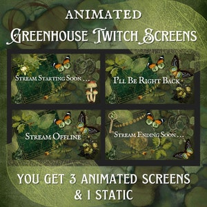 Victorian Greenhouse Animated Streaming Screens, Stream Starting Soon, Stream Ending Soon, BRB, Twitch Overlay, Stream Package, Steampunk