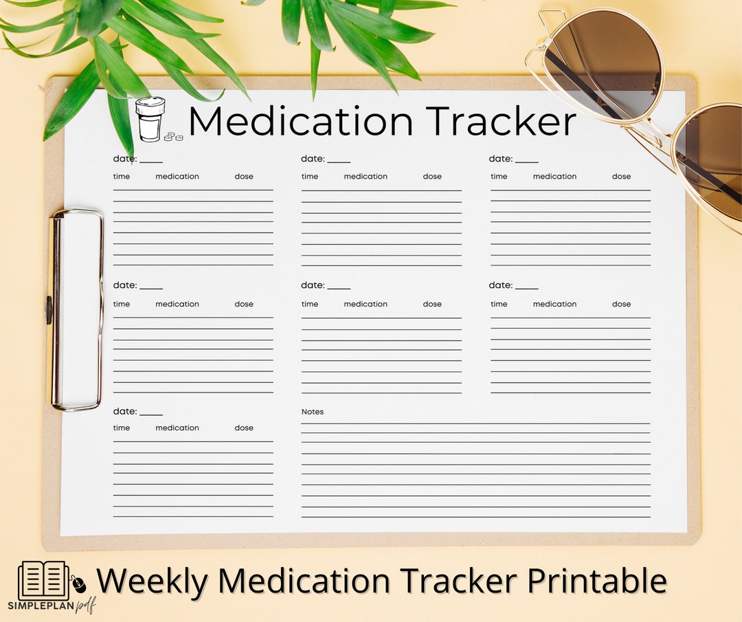 Medication Tracker, Weekly, Notes, Printable Tracker, Daily Schedule ...
