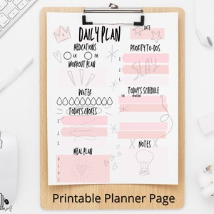 Planejador diário, planejador para impressão, lista de tarefas, página de planejamento, digital, PDF, download do planejador, programação diária, download instantâneo, carta dos EUA