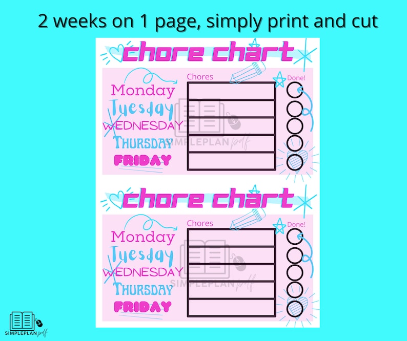 Chore Chart Printable, Kids Chores, Daily Routine, Printable Sticker ...