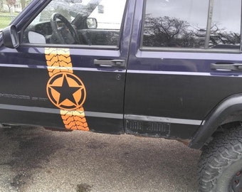 Jeep XJ door star tire tracks
