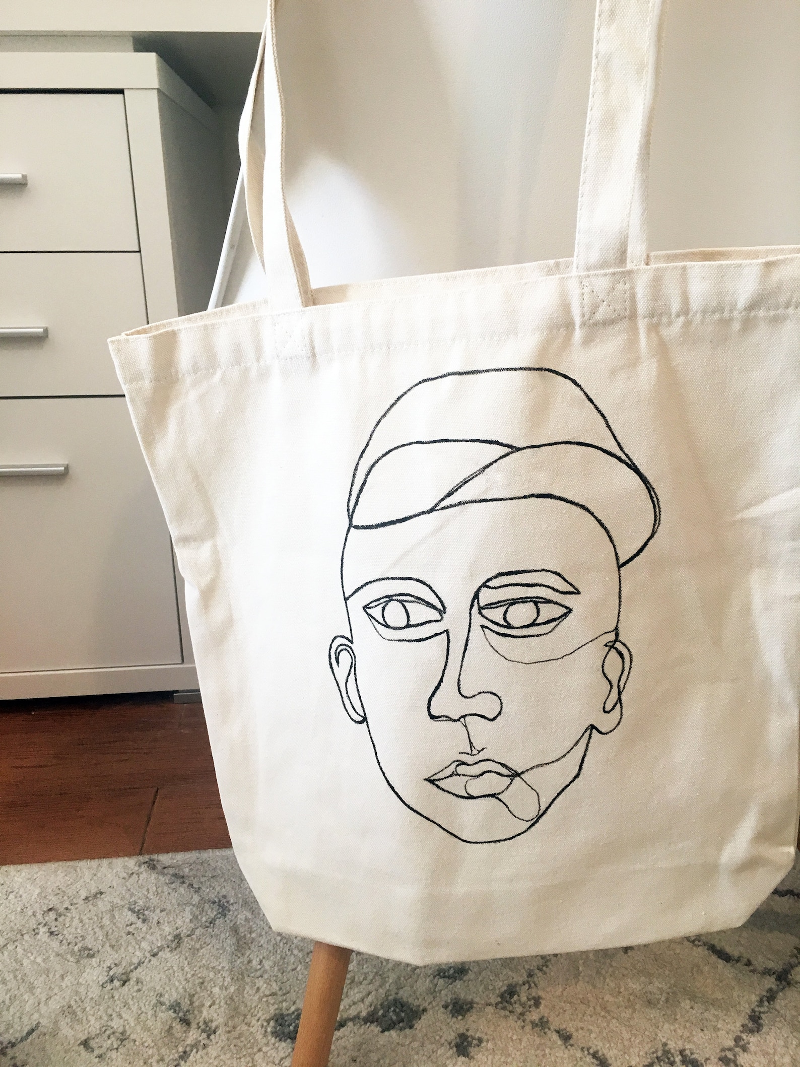 Custom Tote Bag One line art tote bag Custom portrait tote Etsy