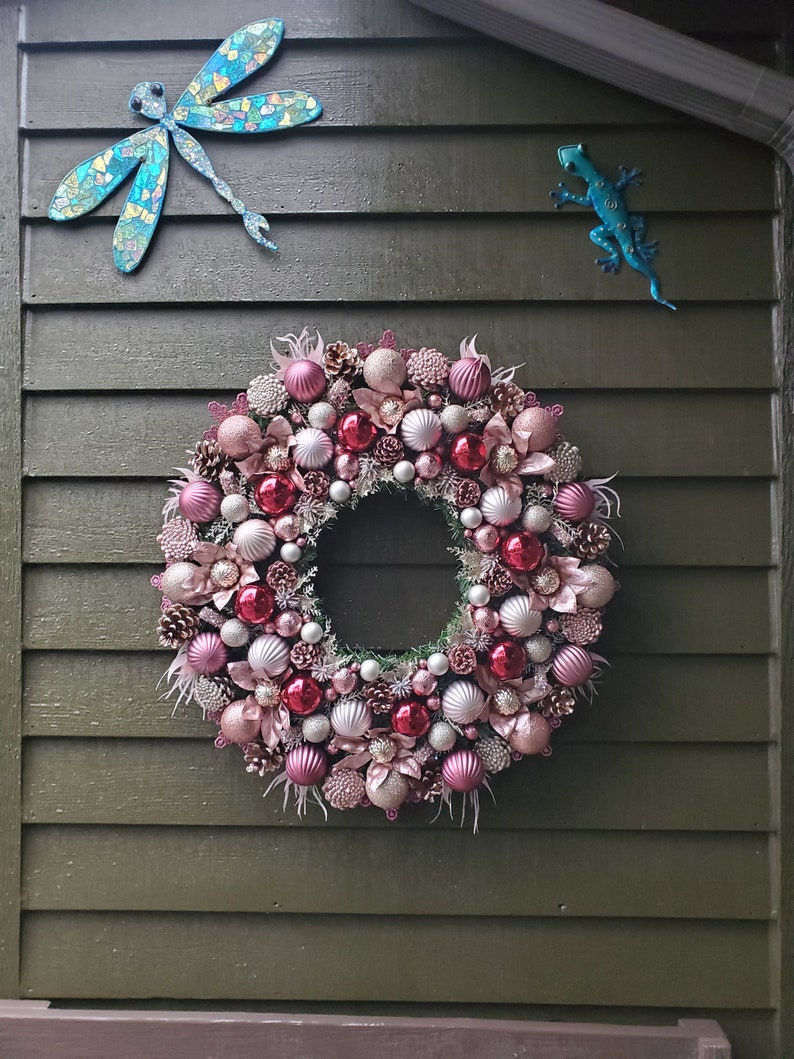 Lavendar Pinecone Wreaths, Hand Painted Pinecone Wreaths, Spring Wreaths, Easter Wreaths, Lace Wreath, Pinecone Flower Wreath, Pinecones image 8