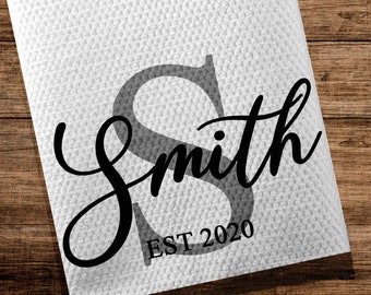 Custom Tea Towel, Wedding Gift, Personalized Tea Towel, Housewarming Gift, Custom Kitchen Towel, Kitchen Decor, Bridal Shower Gift