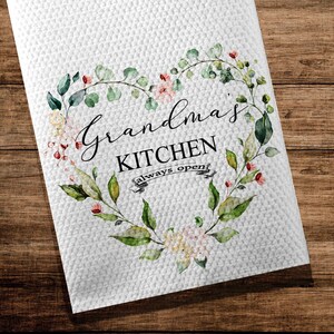 Mother's Day gift, Personalized Tea Towel, Grandmother Gift, Grandmas Kitchen Towel, Customize Dish Towel, Personalized Gift, Kitchen Towel