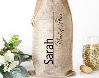 Personalized Wine Bottle Bag, Wedding Party, Best Man, Maid of Honor, Bridesmaids, Groomsmen, Mother and Father of the Bride or Groom