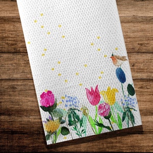 Farmhouse Decor, Wildflowers Towel, Tea Towel, Wildflower Dish Towel, Farmhouse Kitchen Dish Towels, Housewarming Gift