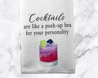 Cocktail Tea Towel, Funny Dish Towel, Gift for Friend, Kitchen Decor