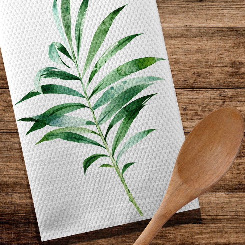 Botanical Dish Towel Tea Towel Palm Leaf Hand Towel Etsy