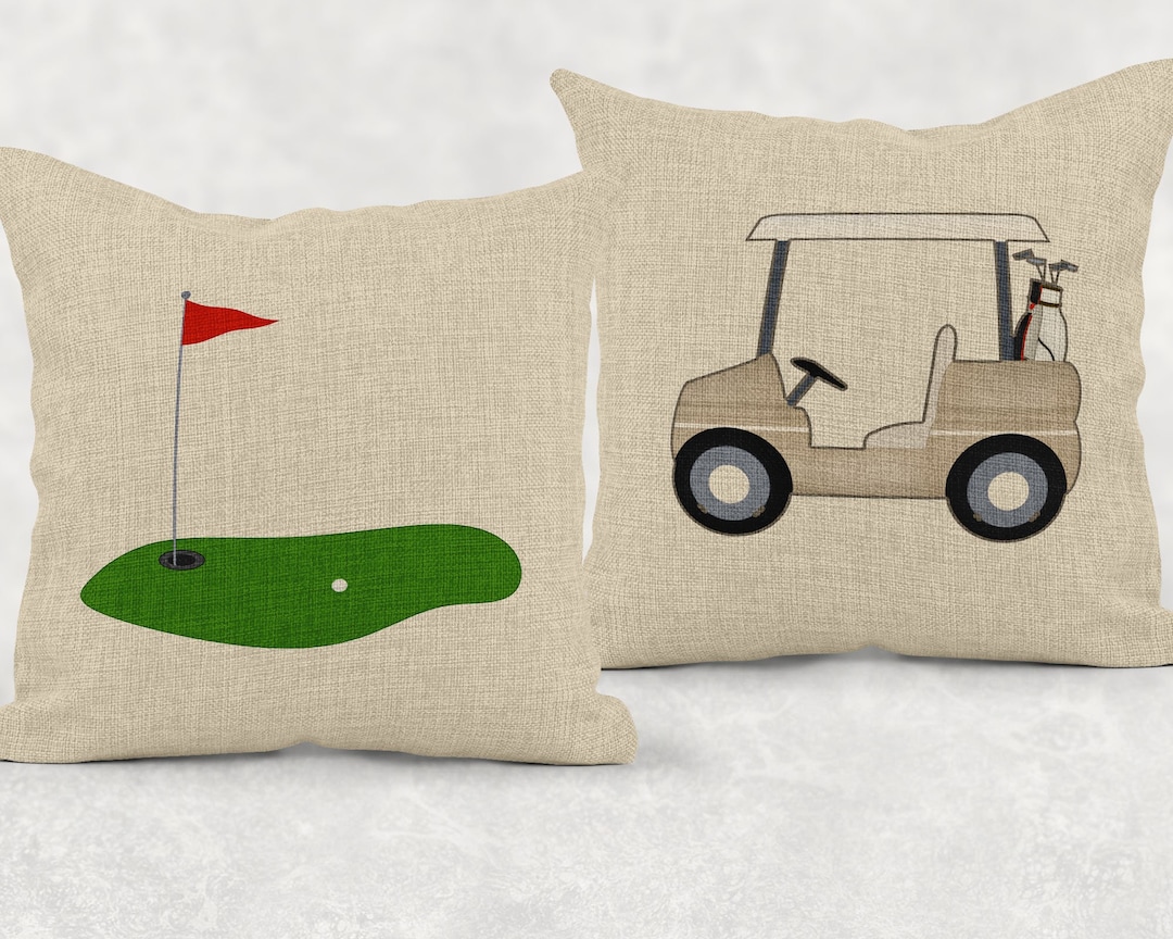 Golf Pillow, Linen Golf Pillow, Gift for Golfer, Linen Pillow Cover, Sports Pillow, Game Room
