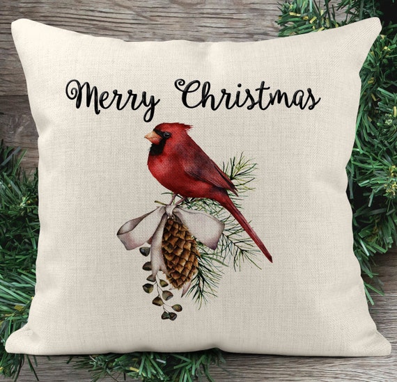 Custom Christmas Pillow Christmas Cardinal Pillow Christmas Throw Pillow Farmhouse Decor Pillow Christmas Gift Merry Christmas Pillow Etsy
