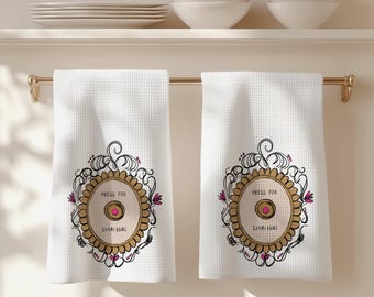 Press for Champagne Tea Towel, Bridesmaids Gift, Best Friends, Housewarming, Girlfriend Gift, Kitchen Towel