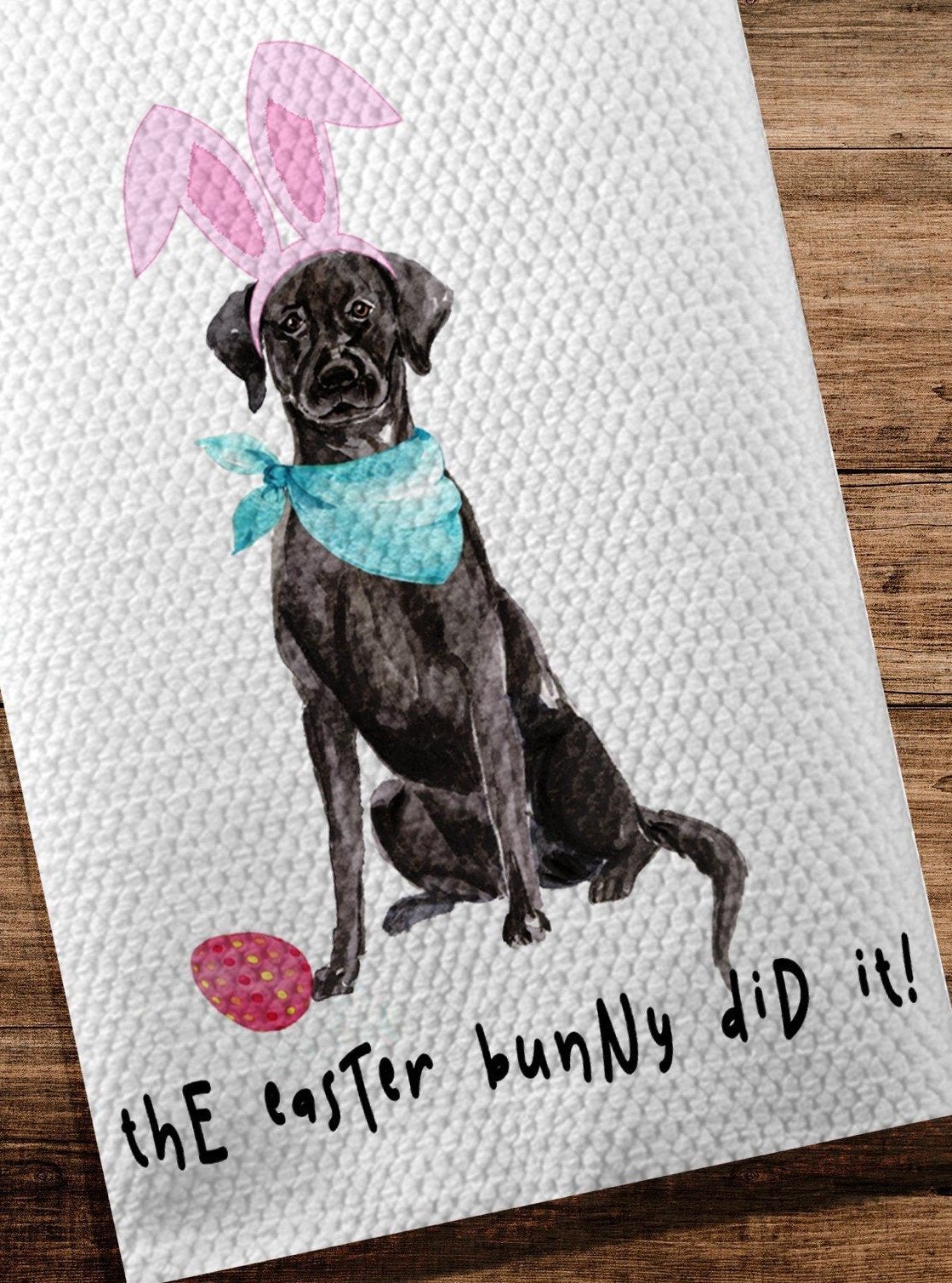 Easter Kitchen Towels Black Lab Dog Easter Towel Personalized Etsy UK