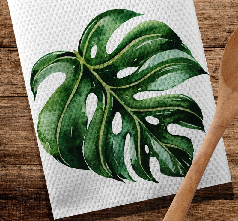 Botanical Dish Towel Tea Towel Palm Leaf Hand Towel Etsy