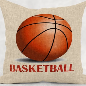 Basketball Decor, Personalized Pillow, Basketball Gift, Sports Gift, Linen Pillow Cover, Game Room Decor, Home Decor, Dorm Room