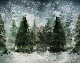 Winter Trees I Decoupage Queen I  Rice Paper Decoupage I Size A4 I DIY Projects I Furniture Decoupage I Mixed Media