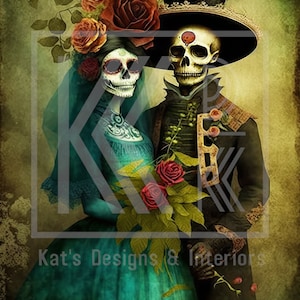 New! I Day Of The Dead Portrait - Till Death Do Us Part I  Rice Paper DecoupageI DIY I Furniture Decoupage I Junk Journals I Mixed Media