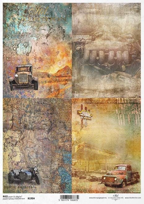 ITD Collection Vehicles Rice Paper Decoupage A4 for Scrapbooking, Art ...