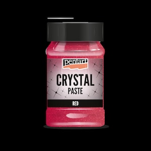 May include: A red jar of Pentart Crystal Paste. The jar has a black lid and a silver label with the words "Pentart Crystal Paste" and "Red".