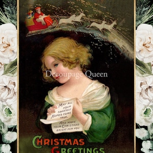 Joyfull Christmas Greetings I Decoupage Queen I  Rice Paper Decoupage I Size A4 I Furniture Decoupage I Mixed Media I DIY Projects