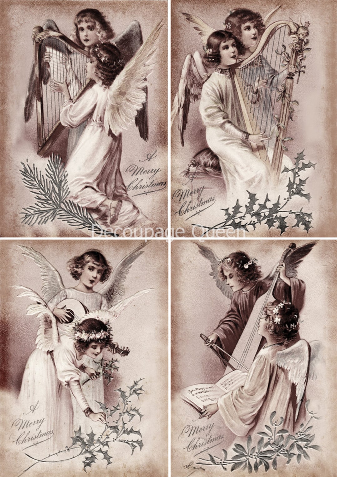 Choral Angels Rice Paper Size A4 Decoupage for Furniture, Mixed Media ...