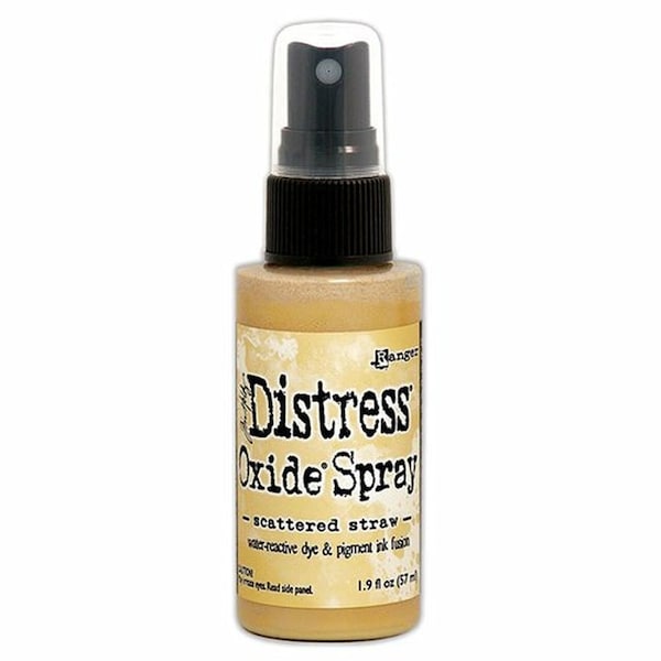 Tim Holtz Scattered Straw  Distress Oxide Spray Water Reactive Paper Dye and Pigment Ink Fusion 1.9 oz, Mixed Media, Scrapbooking, Journals